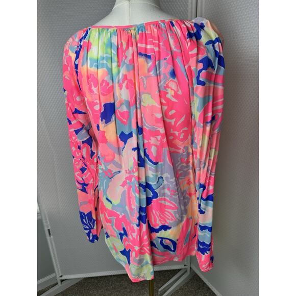 LILLY PULITZER Willa Peasant Blouse Hermosa Print Rayon New $128 - Picture 5 of 12
